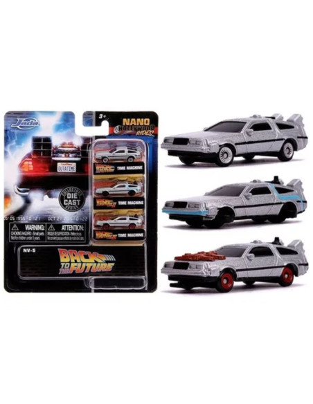 Jada Back to the future 4cm Nano 3 carros - Nano hollywood rides - Nano hollywood rides.